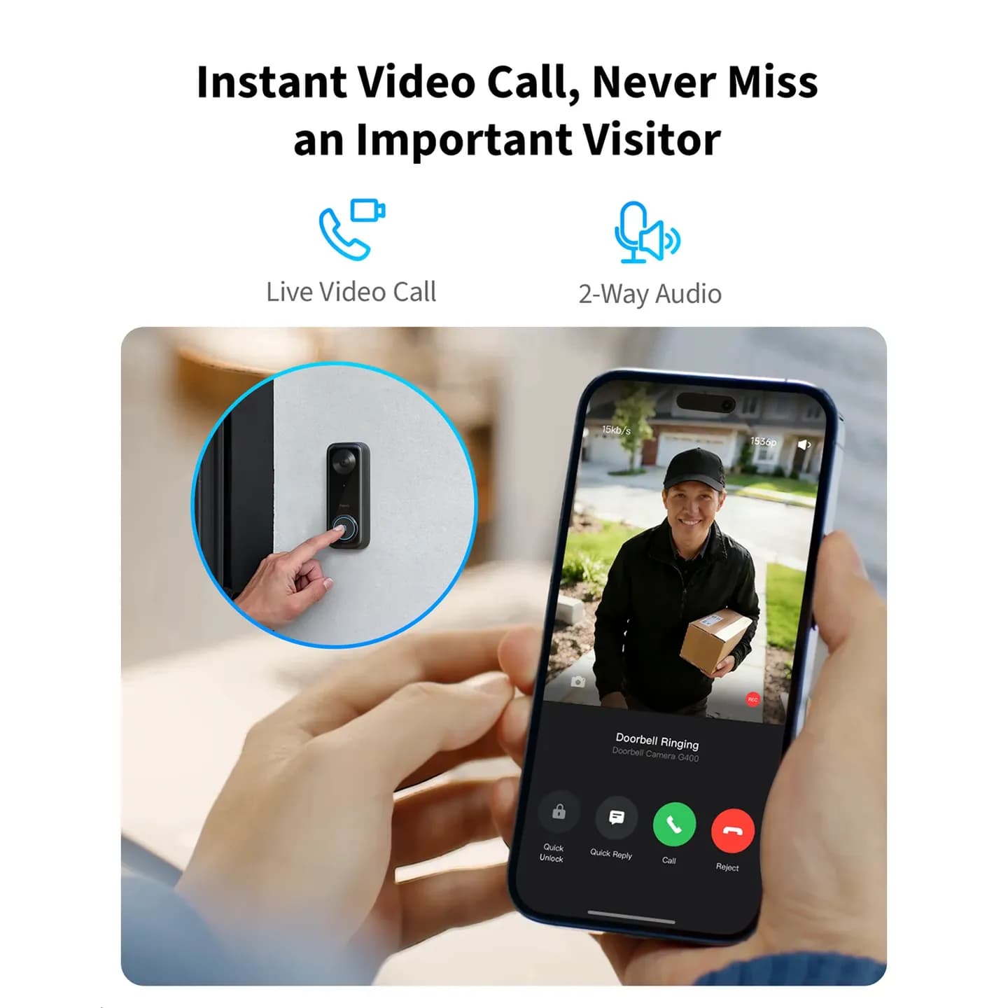 Aqara Doorbell Camera G400 Wired — Hình 2