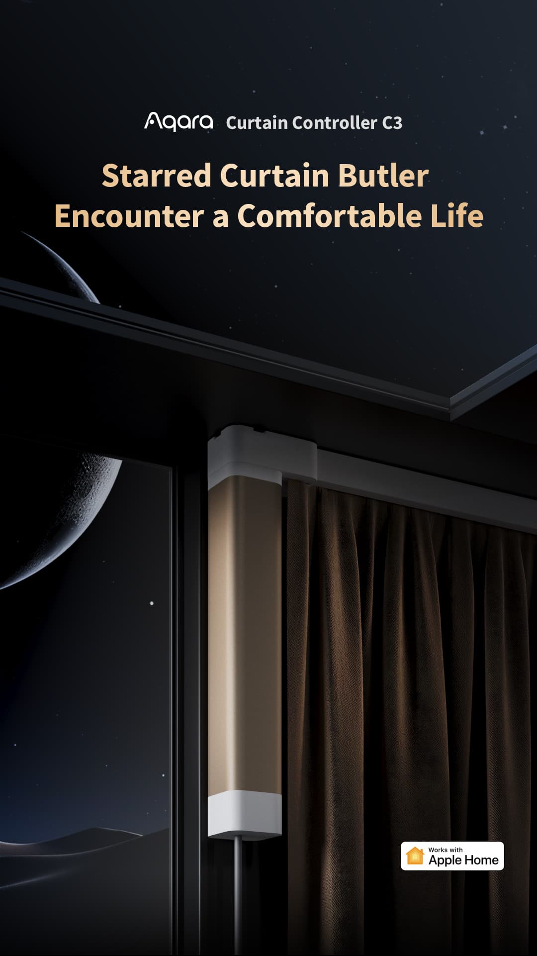 Motor rèm Aqara Curtain Controller C3 lắp trên thanh ray rèm cửa